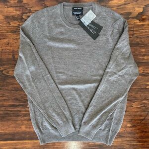 Hudsons Bay Men’s Heather Brown Merino Wool Knit Crewneck Sweater - NWT - Size M
